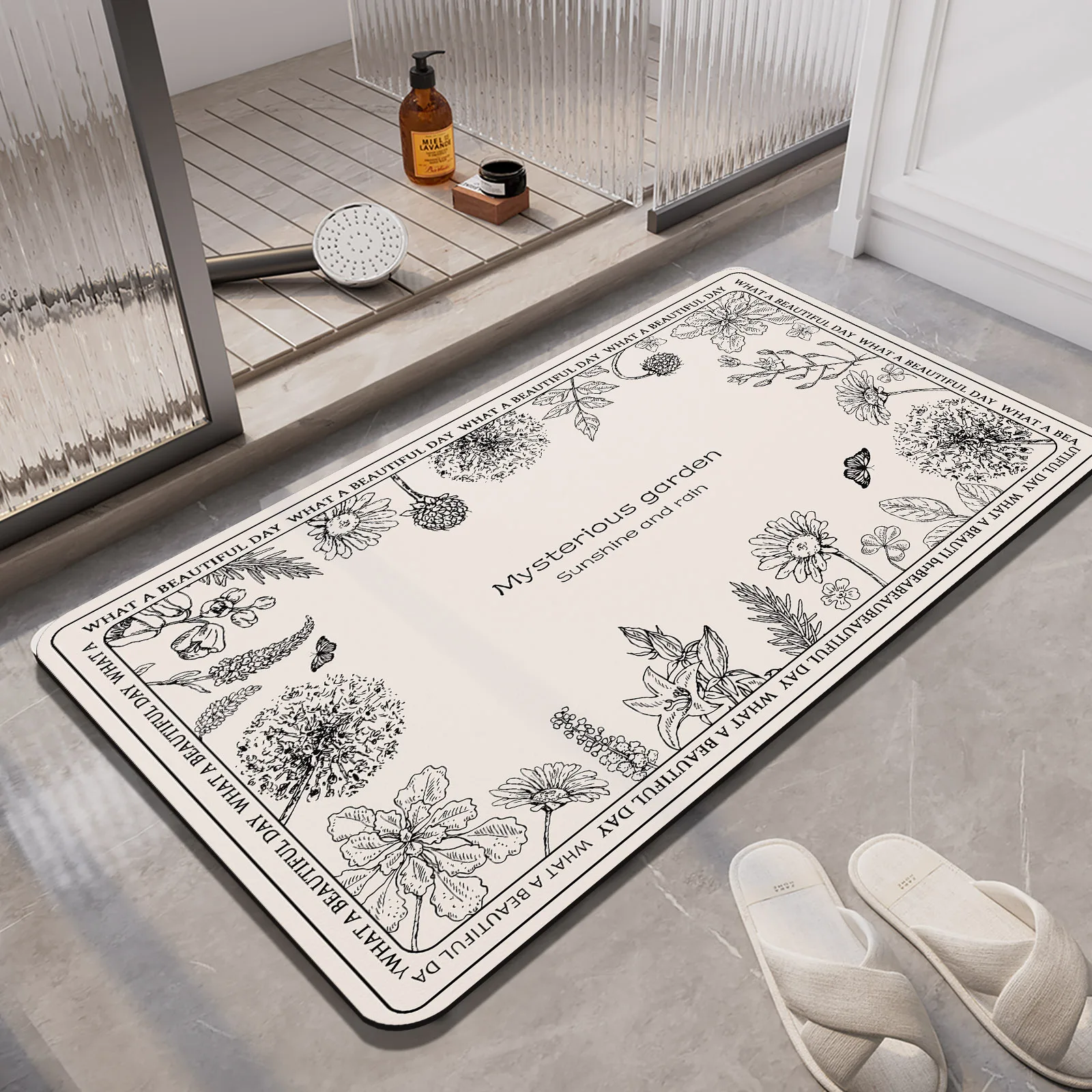 レトロ調の高級感あふれる磁器質バスマット。吸水性があり、速乾 - Bamboo Bath Mat のレビューと価格